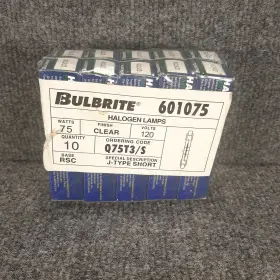 601075 Bulbrite Q75t3/s Xp 120v 75 Watts Clear Halogen Lamp New Pack Lot Of 10