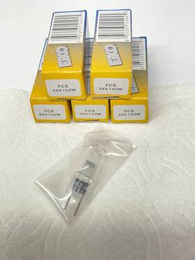 Eiko 031293104045 Lot Of 5 - Fcs 150w 24v G6.35 Base Photo Lamp Halogen Light Bulbs