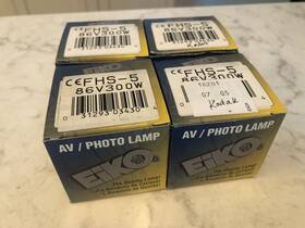 Eiko Fhs-5 Lot Of 4 Av/photo Lamp Bulb 86v 300w