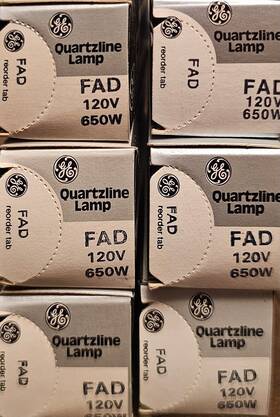 Ge 043168303255 New Fad 650w 120v Tungsten Halogen Lamp T4 Shape R7 Base 650 Watt 120 V Qty 6