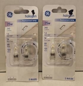 Ge 043168976640 Specialty T4 Halogen Replacement Lamp 25w G8 Base - Lot Of 2 R