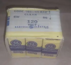 6s6-sc Ge 6s6/sc Pack Of 6 Bulbs Watt 120 Volt Bayonet Base Clear - Vintage Nos Usa