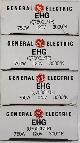 Ge 88626 Lot Of 4 New Ehg 120v 750w Quartzline Stage And Studio Lamps