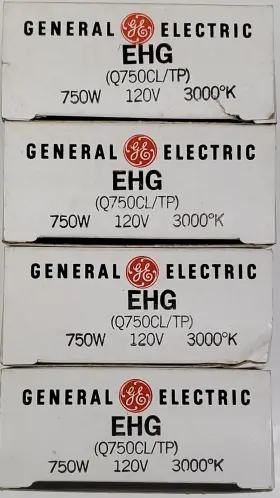 88626 Ge Lot Of 4 New Ehg 120v 750w Quartzline Stage And Studio Lamps