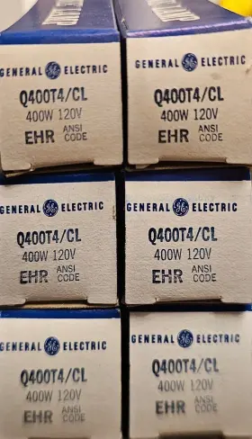 Q400t4 Ge Q400t4/cl Lot Of 6 Lighting Halogen Quartzine Lamp / Light Bulb 400w 120v