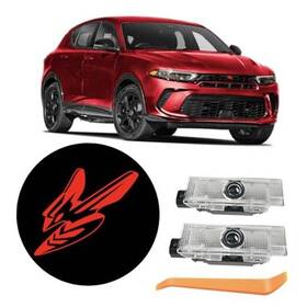 Lalasuo Ar-001 2pcs Door Lights Logo Compatible For Dodge Challenger Hornet Led Red