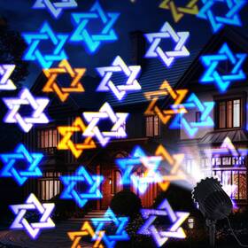 Lingvee Let-lingvee-0377 Hanukkah Projector Light With 1 Film Slides Holiday Led Black Body