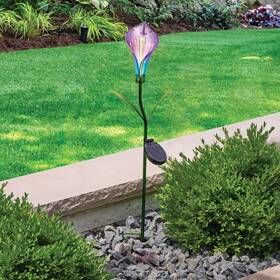 No 4806051 Solar Led Purple Lily Glass Flower Stake Light