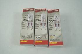 Satco 045923046162 Lot 3 S4616 50w Double Loop Halogen Lights G9 Base Clear 120v New D233