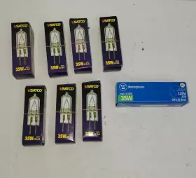 Gy6.35 Satco S3168 Vtg Halogen Bulbs Bi-pin Base 75w 120v Lot Lighting Lights