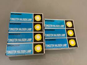 Sylvania 58678 Lot Of 7 New 500w E11 Miniature Halogen Bulbs 58768 500q/mc Eyv 130volt