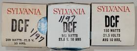 Sylvania 77073 Lot Of 3 New Dcf 21.5v 150 Watt Projector Blue Top Lamps