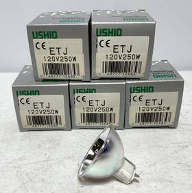 Ushio 048777124857 Etj 120v 250w Photo Stage Projection Light Bulb Studio Lamp Lot Of 5