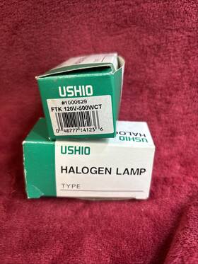 Ushio 048777141236 Two 1000629 Ftk 500w 120v T6 Gy9.5 Clear Halogen Lamps