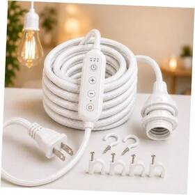 Yonoglow Yono1b2 Fabric Cord For Hanging Pendant Lamp Fixture Lampshades 15 Feet White