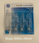 Ge 60W Decorative Multi Use Candelabra Base Bulbs Crystal Clear 4PK New. Price: $14.25.