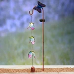Solar Led Lighted Butterfly Themed Cascading Glass Flower Garden Stake New. Price: $26.99.