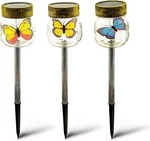 Butterfly Glass Jar Stake Lights 3-PACK Solar Powered Led Waterproof Outdoor 1YR New. Price: $17.99.