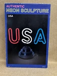 Vtg Advantage Industries Neon Usa Sculpture With Base Light Lamp Tabletop New. Price: $59.95.