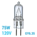 Satco S3168 S3428 75W T4 Clear Bulb 120V 2-PIN Bi-pin GY6.35 2900K Warm White New. Price: $7.43.